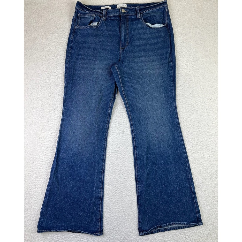 Universal Thread Jeans Womens 16 High Rise Flare‎ Blue Denim Stretch Fair Trade